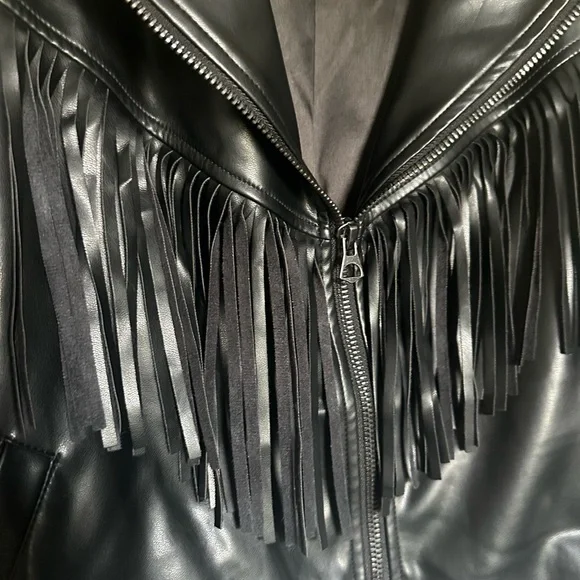 Torrid Black faux Leather Fringe Jacket - Picture 2 of 5
